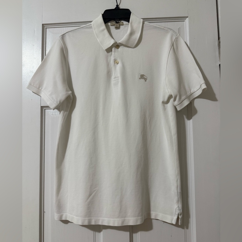 Burberry White Cotton Polo Shirt, size S